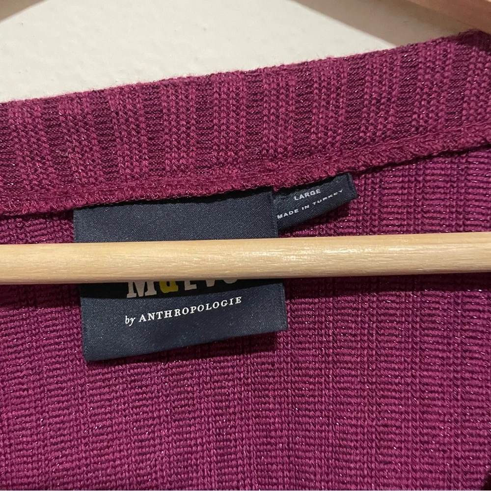 Anthropologie Maeve Purple Shimmer Meryl Button-Front Top, Size Large - Picture 4 of 4